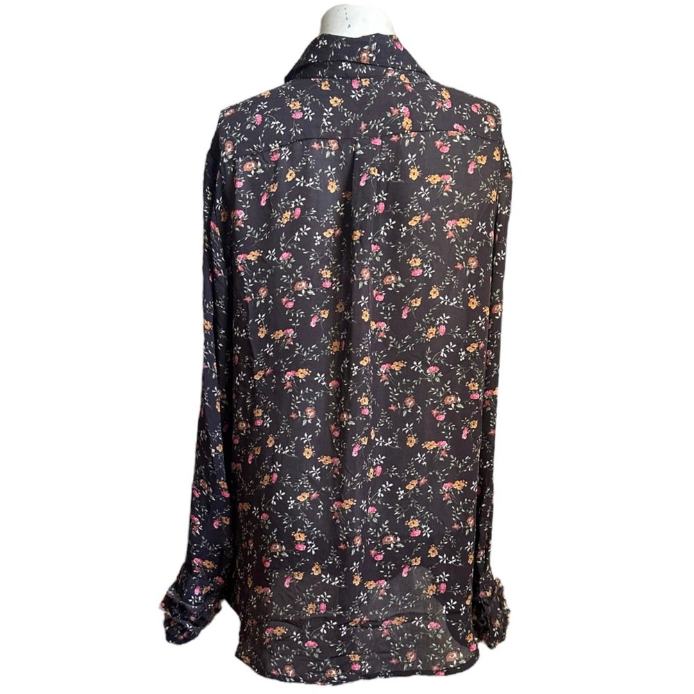 NWT Brown Floral Blouse, Size L - Picture 3 of 3